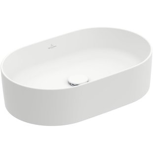 Villeroy & Boch Collaro opzetwastafel - ovaal 56x36cm - zonder overloop zonder kraangat ceramic+ stone white 4a1956rw