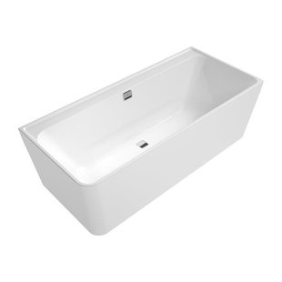 Villeroy & Boch Collaro half vrijstaand hoekbad - 180x80cm - rechthoek hoek rechts overloop chroom Acryl Glans Wit uba180cor9cr00vd01