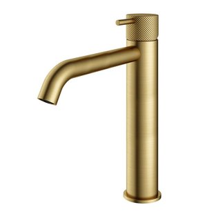 Hotbath Cobber X hoge wastafelmengkraan zonder waste geborsteld messing pvd CX003HCBBP