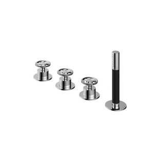 Hotbath Cobber @work 4-gats inbouwbadrandcombinatie met 2 mengkraan knoppen met omstel en handdouche chroom CW074CR