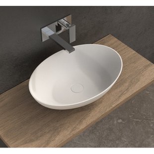 Ideavit Solidthin opbouw wastafel 50x33x14.5cm ovaal 0 kraangaten 1 wasbak Solid surface wit 290248