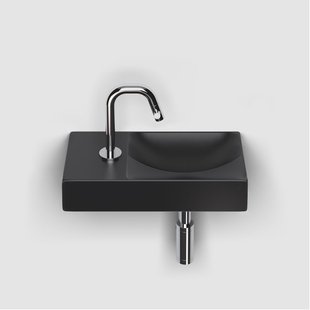 Clou Vale fonteinen keramiek fontein 38x19x7cm kraangat links Zwart mat CL/03.30161.01.L