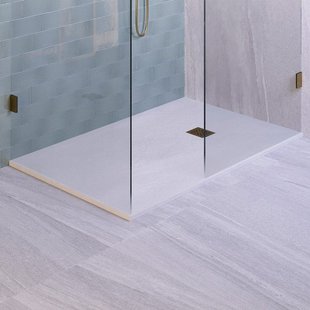 BRAUER Asteroid Douchebak 90x160 incl. antislip en antibacterieel mineraalmarmer mat wit DB-AS90160MW