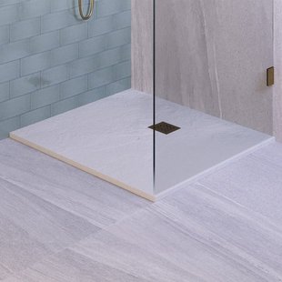 BRAUER Asteroid Douchebak 100x100 incl. antislip en antibacterieel mineraalmarmer mat wit DB-AS100100MW