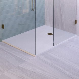 BRAUER Asteroid Douchebak 100x160 incl. antislip en antibacterieel mineraalmarmer mat wit DB-AS100160MW