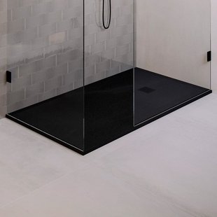 BRAUER Asteroid Douchebak 90x180 incl. antislip en antibacterieel mineraalmarmer mat zwart DB-AS90180MZ