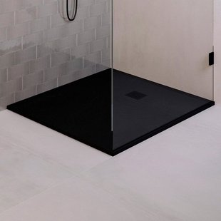 BRAUER Asteroid Douchebak 100x120 incl. antislip en antibacterieel mineraalmarmer mat zwart DB-AS100120MZ