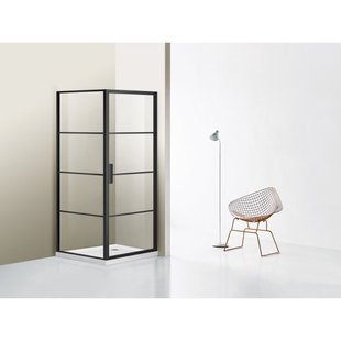 Marenza Bellini Douchecabine - 100x100cm - veiligheidsglas - frame lines buitenzijde - anti kalk - mat zwart sw491680/sw491683