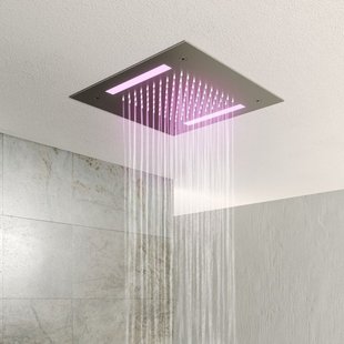 Hotbath Mate inbouwhoofddouche vierkant 30x30cm met LED verlichting en watersensor nikkel geborsteld M174GN