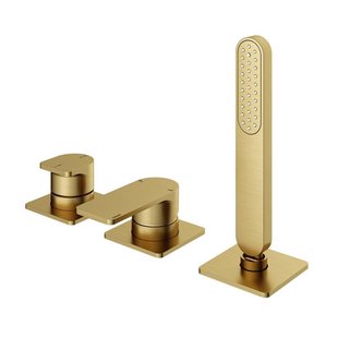 Hotbath Gal Badrandcombinatie één hendel mengkraan zonder uitloop met 2 functies omstel Geborsteld messing PVD GL075BBP