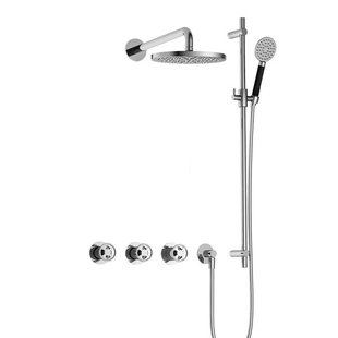 Hotbath Cobber IBSW70 Regendoucheset inbouw - 38.5cm wandarm - 20cm ronde hoofddouche - 3 standen handdouche - glijstang - chroom IBSW70CR17