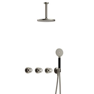 Hotbath Cobber IBSW70 Regendoucheset inbouw - 15cm plafondarm - 20cm ronde hoofddouche - 3 standen handdouche - Geborsteld nikkel IBSW70GN12