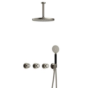 Hotbath Cobber IBSW70 Regendoucheset inbouw - 15cm plafondarm - 30cm ronde hoofddouche - 3 standen handdouche - Geborsteld nikkel IBSW70GN125