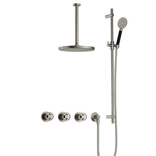 Hotbath Cobber IBSW70 Regendoucheset inbouw - 30cm plafondarm - 30cm ronde hoofddouche - 3 standen handdouche - glijstang - Geborsteld nikkel IBSW70GN1357