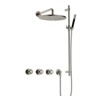 Hotbath Cobber IBSW70 Regendoucheset inbouw - 38.5cm wandarm - 30cm ronde hoofddouche - staafhanddouche - glijstang - Geborsteld nikkel IBSW70GN57