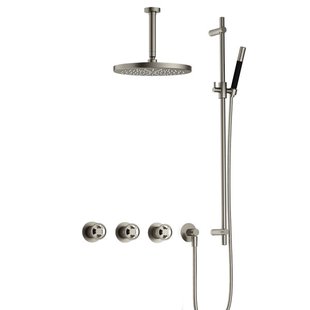 Hotbath Cobber IBSW70 Regendoucheset inbouw - 15cm plafondarm - 30cm ronde hoofddouche - staafhanddouche - glijstang - Geborsteld nikkel IBSW70GN257
