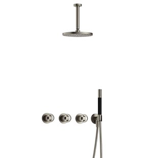 Hotbath Cobber IBSW70 Regendoucheset inbouw - 15cm plafondarm - 20cm ronde hoofddouche - staafhanddouche - Geborsteld nikkel IBSW70GN2