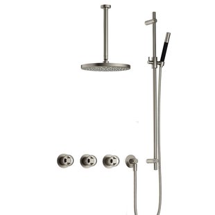 Hotbath Cobber IBSW70 Regendoucheset inbouw - 30cm plafondarm - 30cm ronde hoofddouche - staafhanddouche - glijstang - Geborsteld nikkel IBSW70GN357