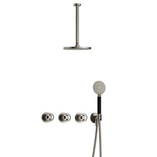 Hotbath Cobber IBSW70 Regendoucheset inbouw - 30cm plafondarm - 20cm ronde hoofddouche - 3 standen handdouche - Geborsteld nikkel IBSW70GN13
