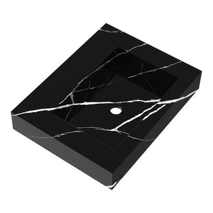 BRAUER Coral wastafel - 60x46x10cm - 1 wasbak - 0 kraangaten - composiet - marmerlook - Nero Marquina WT-CA600NM