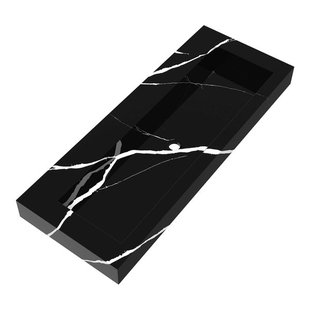 BRAUER Coral wastafel - 120x46x10cm - 1 wasbak - 0 kraangaten - composiet - marmerlook - Nero Marquina WT-CA120-10NM