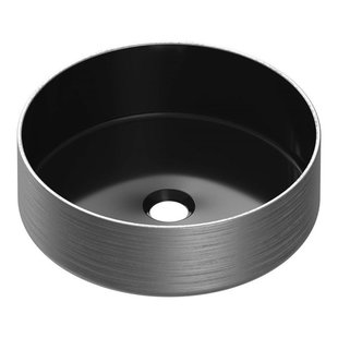 BRAUER Circle waskom - 36x36cm - rond - keramiek - mat zwart en zilver WK-CC36ROMZZI