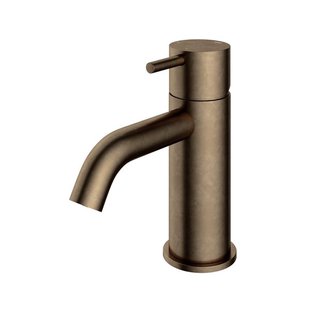 Hotbath Cobber lage wastafelmengkraan met gebogen uitloop zonder waste verouderd messing CB003CAB