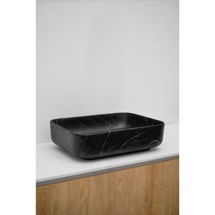 Riho Marmic Rectangle Waskom 50x39x13cm Keramiek Rechthoek marmer mat zwart W031006M01