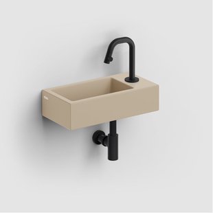 Clou Flush 3 fontein 36x18cm met kraangat rechts mat mosterd keram CL/03.34030