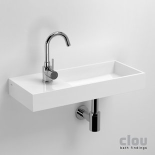 Clou Mini Wash Me fontein 56x24cm links mineraalsteen Wit CL/03.08234 Clou Mini Wash Me fontein 56x24cm links mineraalsteen Wit CL/03.08234