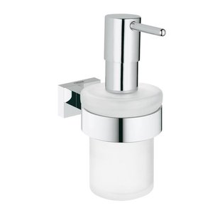 GROHE Essentials Cube Zeepdispenser - 160ml - met houder - wandmontage - chroom 40756001 GROHE Essentials Cube Zeepdispenser - 160ml - met houder - wandmontage - chroom 40756001