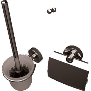 Geesa Luna toiletset compleet met closetrolhouder met klep borstelgarnituur + ophanghaak met extra zwarte borstel chroom 915500-115