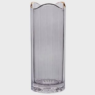 Beliani - PERDIKI - Decoratieve vaas - Grijs - Glas