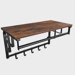 Wandkapstok - vintage - 5 haken - 66x27x30 cm - vintage bruin