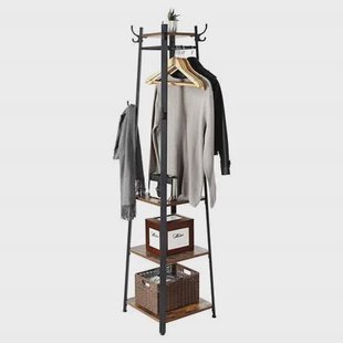 Staande kapstok - industriële look - 8 haken - 45x181x45 cm - vintage bruin