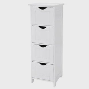 Ladekast - badkamer - 4 vakken - 30x82x30 cm - wit