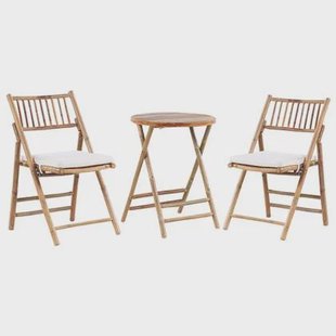 Beliani-SAVELLETRI-Bistroset voor 2-Lichte houtkleur-Bamboehout Beliani-SAVELLETRI-Bistroset voor 2-Lichte houtkleur-Bamboehout