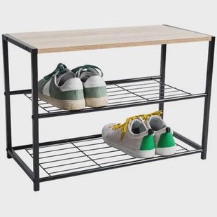 Schoenenrek - met zitbank - 63x43x30 - lichte eik