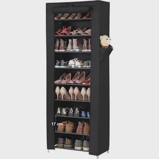 Schoenenrek - 27 paar schoenen - 58x160x28 cm - zwart Schoenenrek - 27 paar schoenen - 58x160x28 cm - zwart