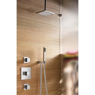 Hotbath Get together IBS4 Regendoucheset inbouw - 30cm plafondarm - 30x30cm vierkante hoofddouche - staafhanddouche - geborsteld nikkel IBS4GN35