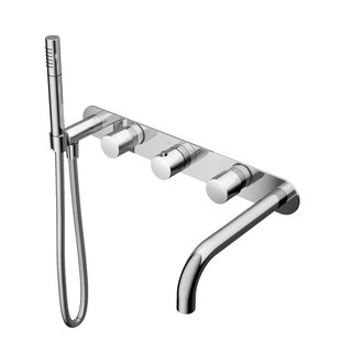 Hotbath Buddy thermostaat inbouw met 2 stopkranen inbouw therm met uitloop chroom B062CR