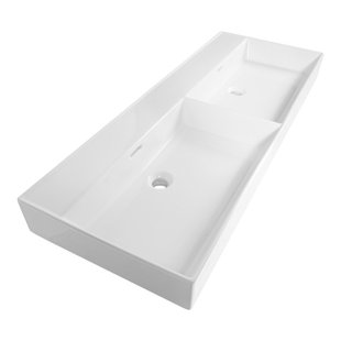 Saniclass Legend Meubelwastafel - 120x47x13cm - overloop - 2 wasbakken links/rechts - zonder kraangat - keramiek - wit SW915372