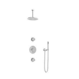 Hotbath Buddy IBS1 Regendoucheset - 2 stopkranen - 15cm plafondarm - 20cm ronde hoofddouche - staafhanddouche - chroom IBS1CR2