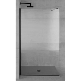 Plieger Panorama douchewand 6mm 98/100x200cm excl. muursteun incl. bevestiging zwart/rookgrijs PA1C6FN21E19