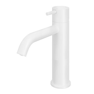 Hotbath Cobber middelhoge wastafelkraan met gebogen uitloop zonder waste mat wit CB003MCWH