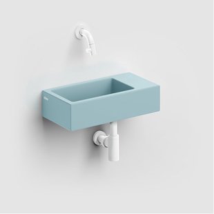 Clou Flush 3 fontein 36x18cm zonder kraangat rechts mat blauw ker. CL/03.38031