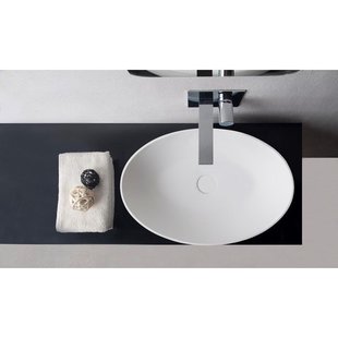 Ideavit Solidthin opbouw wastafel 60x40x14.5cm ovaal 0 kraangaten 1 wasbak Solid surface wit 284773