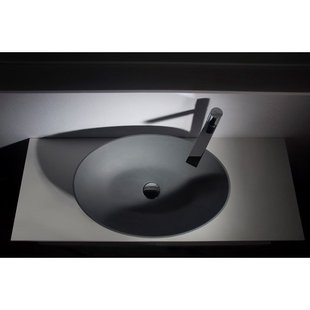 Ideavit Solidthin Wastafel - Vrijstaand - 60x40x14.5cm - Ovaal - solid surface - donker grijs 290030