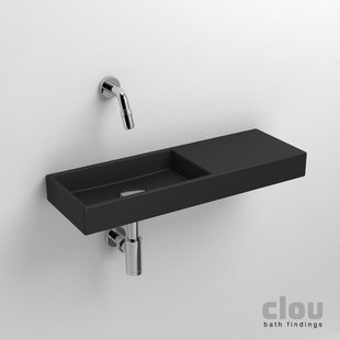 Clou Mini Wash Me fontein 56x19cm zonder kraangat rechts Keramiek Zwart mat CL/03.12241