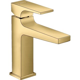 Hansgrohe Metropol 110 wastafelkraan - 18.4cm hoog - push open waste - voorsprong 13.5cm - polished gold (goud) 32507990 Hansgrohe Metropol 110 wastafelkraan - 18.4cm hoog - push open waste - voorsprong 13.5cm - polished gold (goud) 32507990